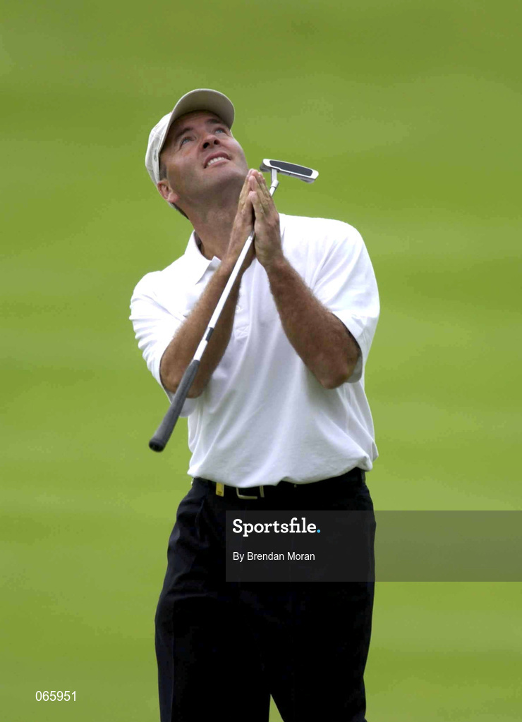 28 June 2001; Thomas Levet of France looks skywards after a birdie on the 9th during day one of the Murphy's Irish Open at Fota Island Golf Club in Cork. Photo by Brendan Moran/Sportsfile