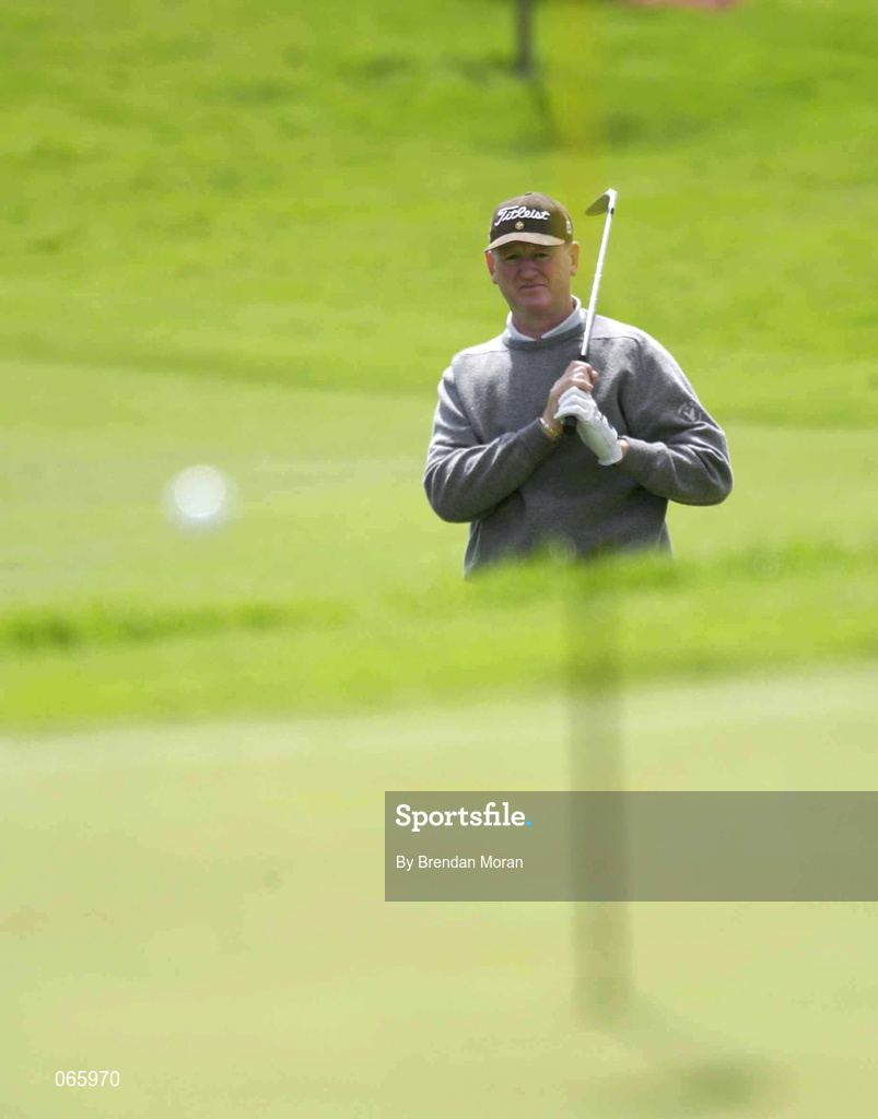 29 June 2001; Eamonn Darcy of Ireland watches the flight of his ball on the 6th green during day two of the Murphy's Irish Open at Fota Island Golf Club in Cork. Photo by Brendan Moran/Sportsfile