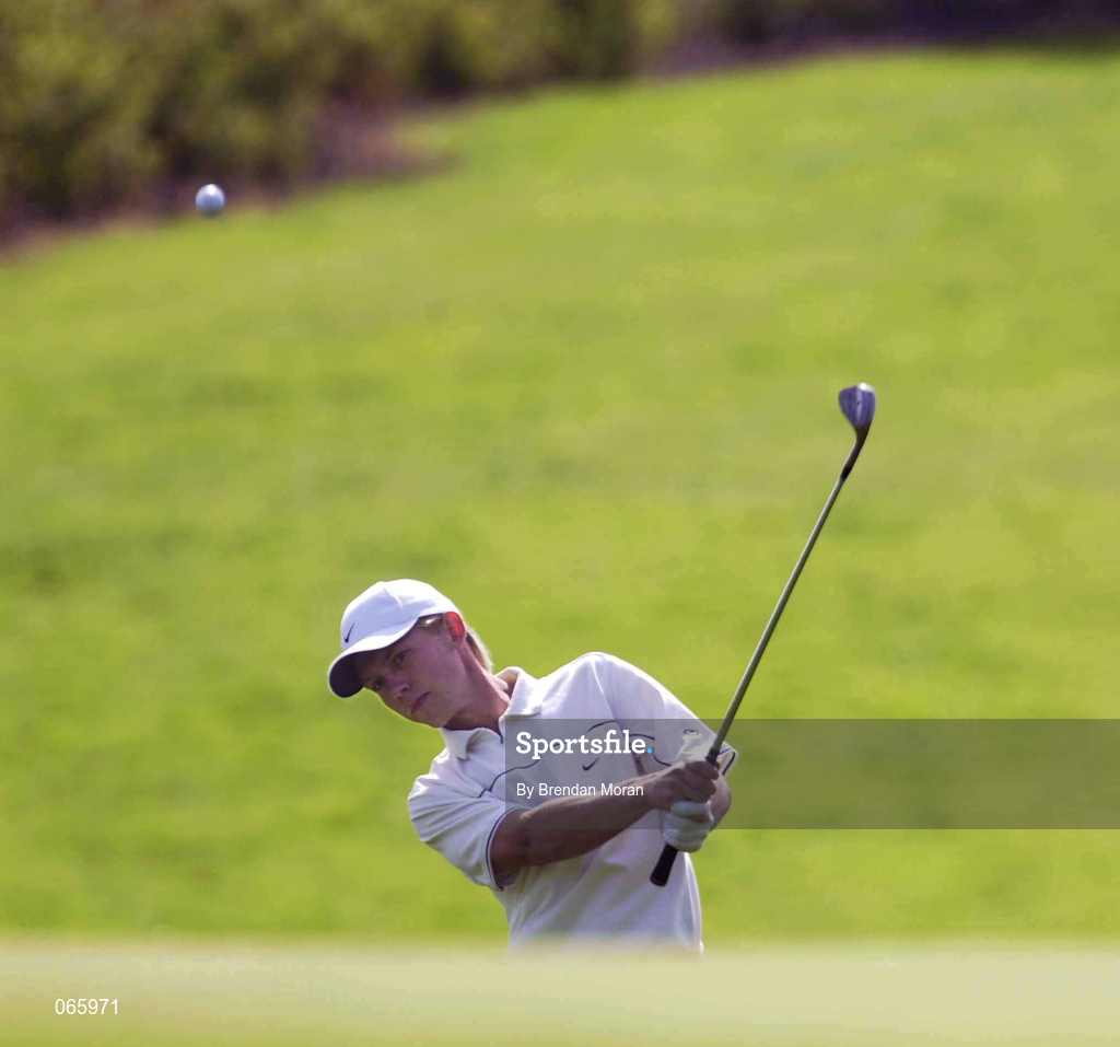 29 June 2001; Fredrik Henge of Sweden chips up onto the 9th green during day two of the Murphy's Irish Open at Fota Island Golf Club in Cork. Photo by Brendan Moran/Sportsfile