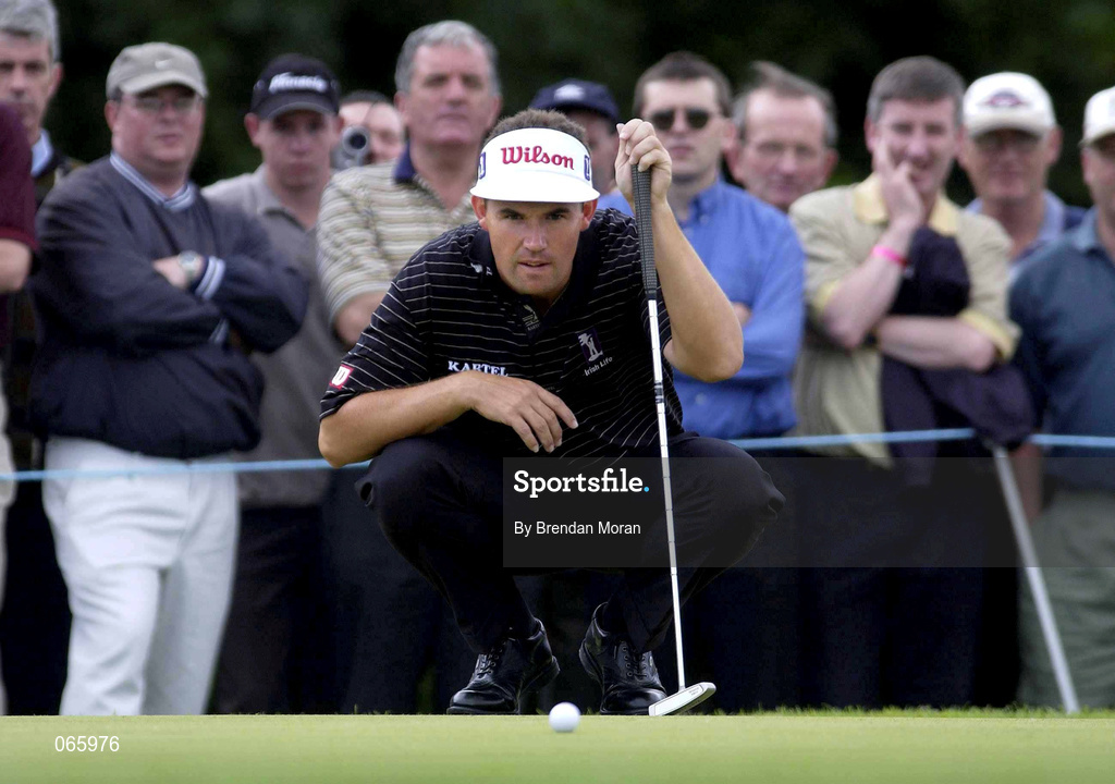 30 June 2001; Padraig Harrington of Ireland lines up a putt on the 2nd green during day three of the Murphy's Irish Open at Fota Island Golf Club in Cork. Photo by Brendan Moran/Sportsfile