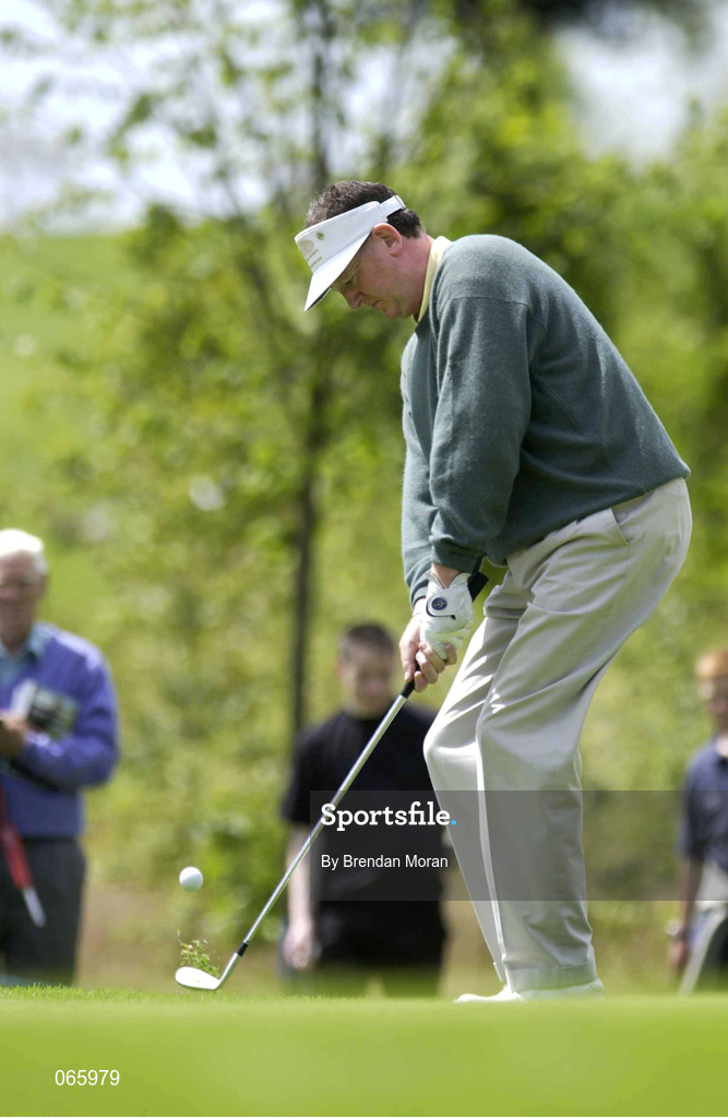 30 June 2001; Eamonn Darcy of Ireland pitches onto the 9th  green during day three of the Murphy's Irish Open at Fota Island Golf Club in Cork. Photo by Brendan Moran/Sportsfile