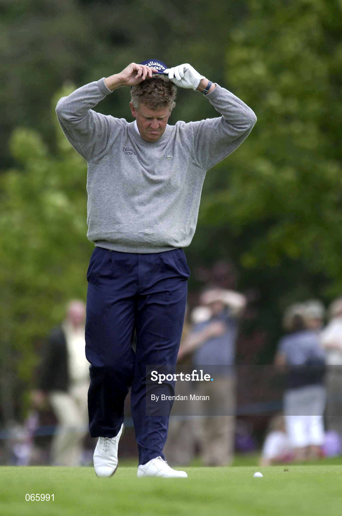 30 June 2001; Colin Montgomerie of Scotland ponders his second shot on the 1st fairway during day three of the Murphy's Irish Open at Fota Island Golf Club in Cork. Photo by Brendan Moran/Sportsfile