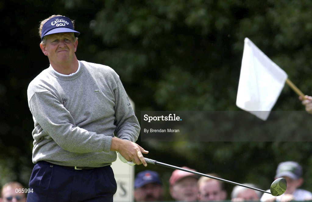 30 June 2001; Colin Montgomerie of Scotland watches his drive to the 5th during day three of the Murphy's Irish Open at Fota Island Golf Club in Cork. Photo by Brendan Moran/Sportsfile