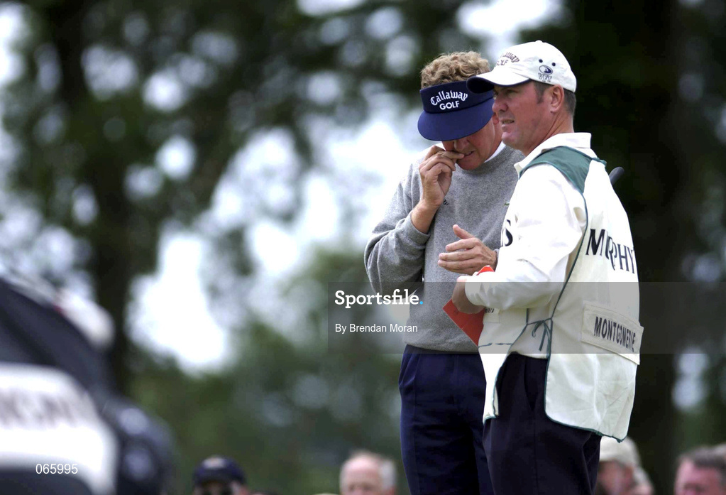 30 June 2001; Colin Montgomerie of Scotland bites his nails as he prepares to take a putt during day three of the Murphy's Irish Open at Fota Island Golf Club in Cork. Photo by Brendan Moran/Sportsfile