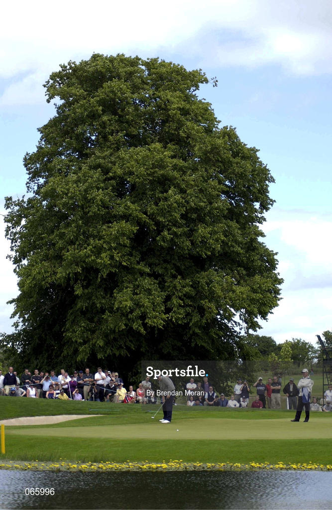 30 June 2001; Colin Montgomerie of Scotland putts on the 3rd green during day three of the Murphy's Irish Open at Fota Island Golf Club in Cork. Photo by Brendan Moran/Sportsfile