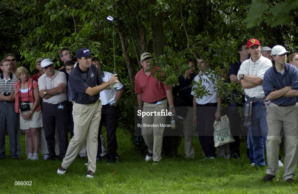 30 June 2001; Anthony Wall of England watches the progress, from under the trees, of his second shot at the 2nd during day three of the Murphy's Irish Open at Fota Island Golf Club in Cork. Photo by Brendan Moran/Sportsfile