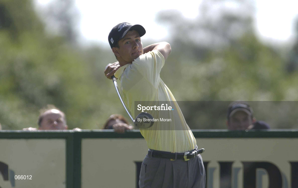 30 June 2001; Adam Scott of Australia watches his drive from the 18th tee box during day three of the Murphy's Irish Open at Fota Island Golf Club in Cork. Photo by Brendan Moran/Sportsfile