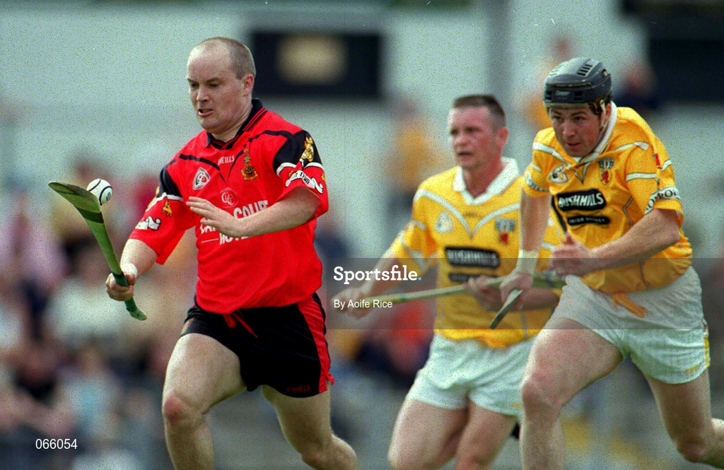 1 July 2001; Martin Coulter Junior of Down breaks through the Antrim defence on his way to scoring his side's first goal during the Bank of Ireland Ulster Senior Football Championship Semi-Final match between Antrim and Down at Casement Park in Belfast. Photo by Aoife Rice/Sportsfile