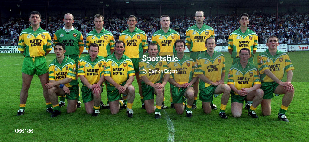 30 June 2001; The Donegal team during the Bank of Ireland All-Ireland Championship Qualifier match between Kildare and Donegal at St Conleths Park in Newbridge, Kildare. Photo by Damien Eagers/Sportsfile