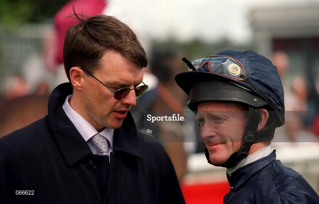 30 June 2001; Aidan O'Brien, Trainer pictured with Mick Kinane, Jockey, horse racing. Picture credit; Damien Eagers / SPORTSFILE