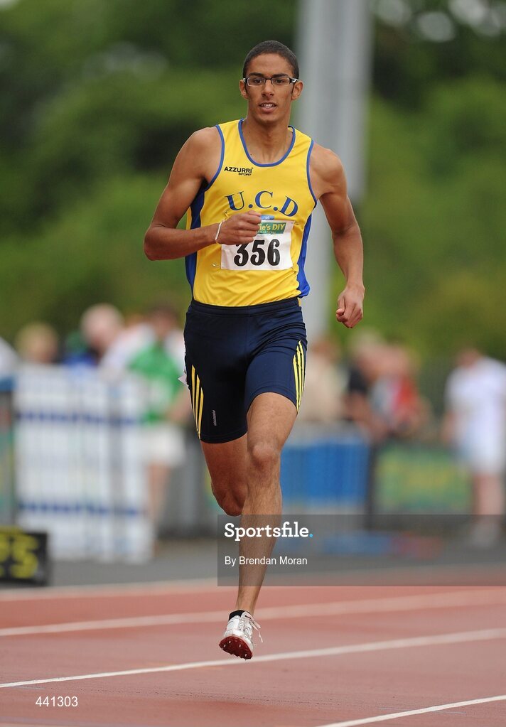10 July 2010; Steven Colvert, Crusaders AC, in action during the Men's 100m heats at the Woodie's DIY AAI Senior Track & Field Championships. Morton Stadium, Santry, Dublin. Picture credit: Brendan Moran / SPORTSFILE