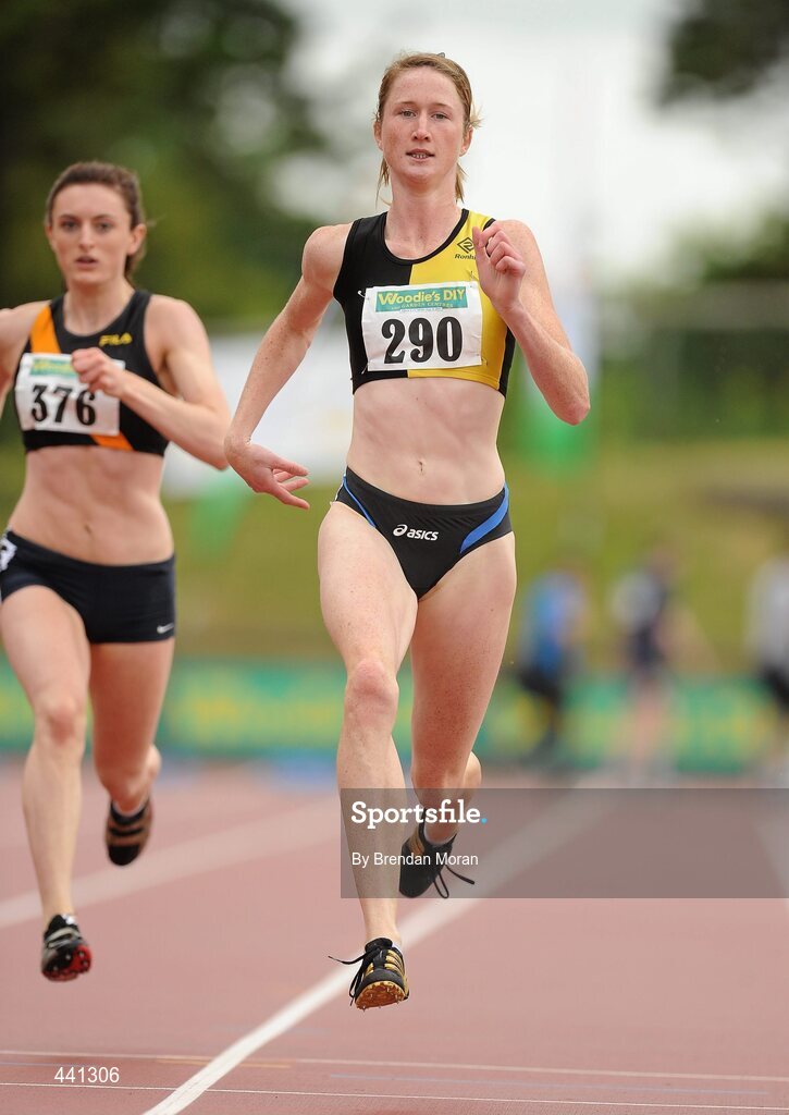 10 July 2010; Joanne Cuddihy, Kilkenny City Harriers AC, in action during the Women's 400m heats at the Woodie's DIY AAI Senior Track & Field Championships. Morton Stadium, Santry, Dublin. Picture credit: Brendan Moran / SPORTSFILE