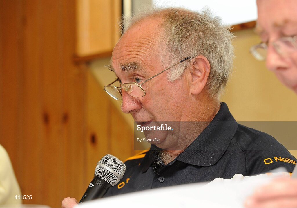 12 July 2010; County board chairman Barney Allen speaking at the Meath County Board meeting. Teach na Teamhrach, Trim Road, Navan, Co. Meath. Photo by Sportsfile
