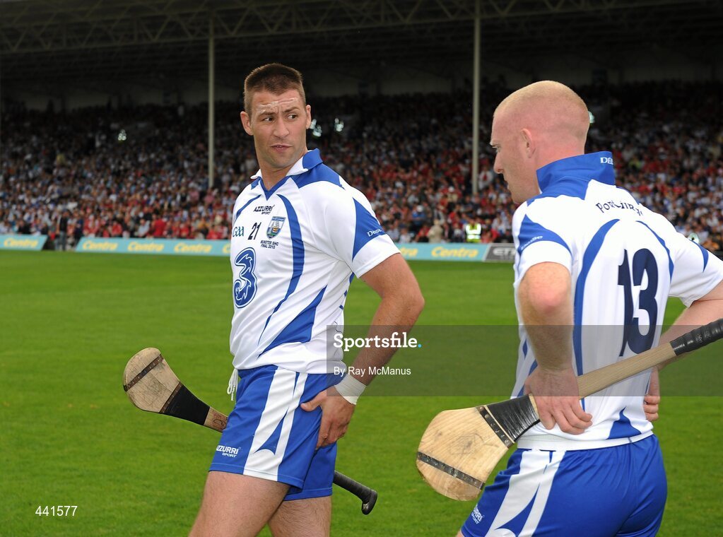 11 July 2010; Waterford players Dan Shanahan, left, and John Mullane, before the game. Munster GAA Hurling Senior Championship Final, Cork v Waterford, Semple Stadium, Thurles, Co. Tipperary. Picture credit: Ray McManus / SPORTSFILE