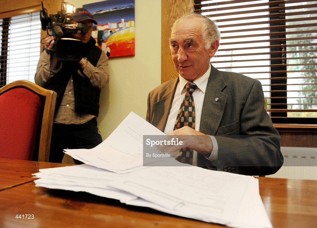 13 July 2010; Meath County Board chairman Barney Allen prior to the Meath County Board press conference. Teach na Teamhrach, Trim Road, Navan, Co. Meath. Photo by Sportsfile