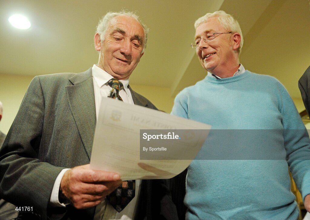 13 July 2010; Meath County Board chairman Barney Allen, left, and County secretary Cyril Creavin pictured after the Meath County Board press conference with the statment they released. Teach na Teamhrach, Trim Road, Navan, Co. Meath. Photo by Sportsfile