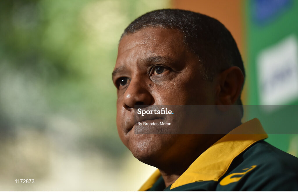 13 June 2016; South Africa head coach Allister Coetzee during a press conference at the Palazzo Hotel, Montecasino in Johannesburg, South Africa. Photo by Brendan Moran/Sportsfile