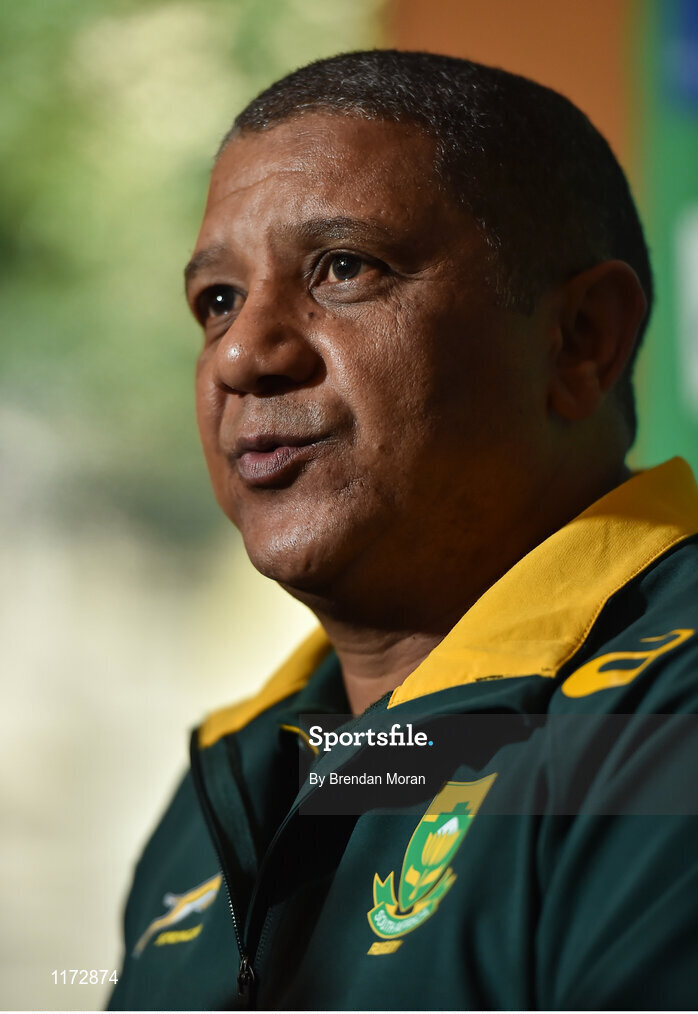 13 June 2016; South Africa head coach Allister Coetzee during a press conference at the Palazzo Hotel, Montecasino in Johannesburg, South Africa. Photo by Brendan Moran/Sportsfile