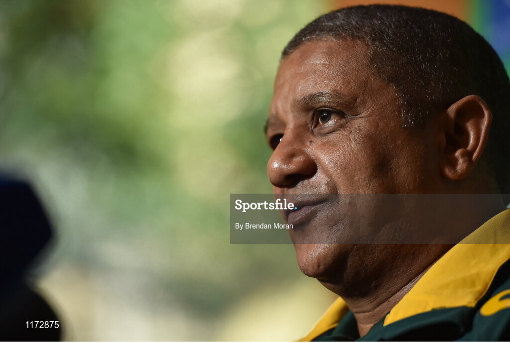 13 June 2016; South Africa head coach Allister Coetzee during a press conference at the Palazzo Hotel, Montecasino in Johannesburg, South Africa. Photo by Brendan Moran/Sportsfile