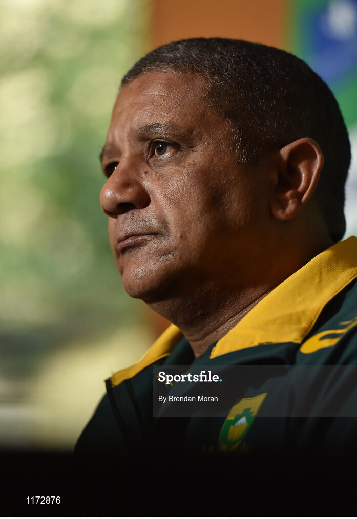 13 June 2016; South Africa head coach Allister Coetzee during a press conference at the Palazzo Hotel, Montecasino in Johannesburg, South Africa. Photo by Brendan Moran/Sportsfile