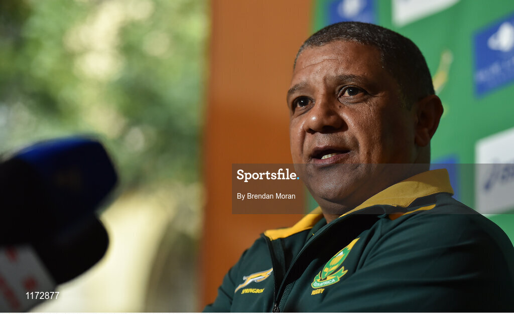 13 June 2016; South Africa head coach Allister Coetzee during a press conference at the Palazzo Hotel, Montecasino in Johannesburg, South Africa. Photo by Brendan Moran/Sportsfile