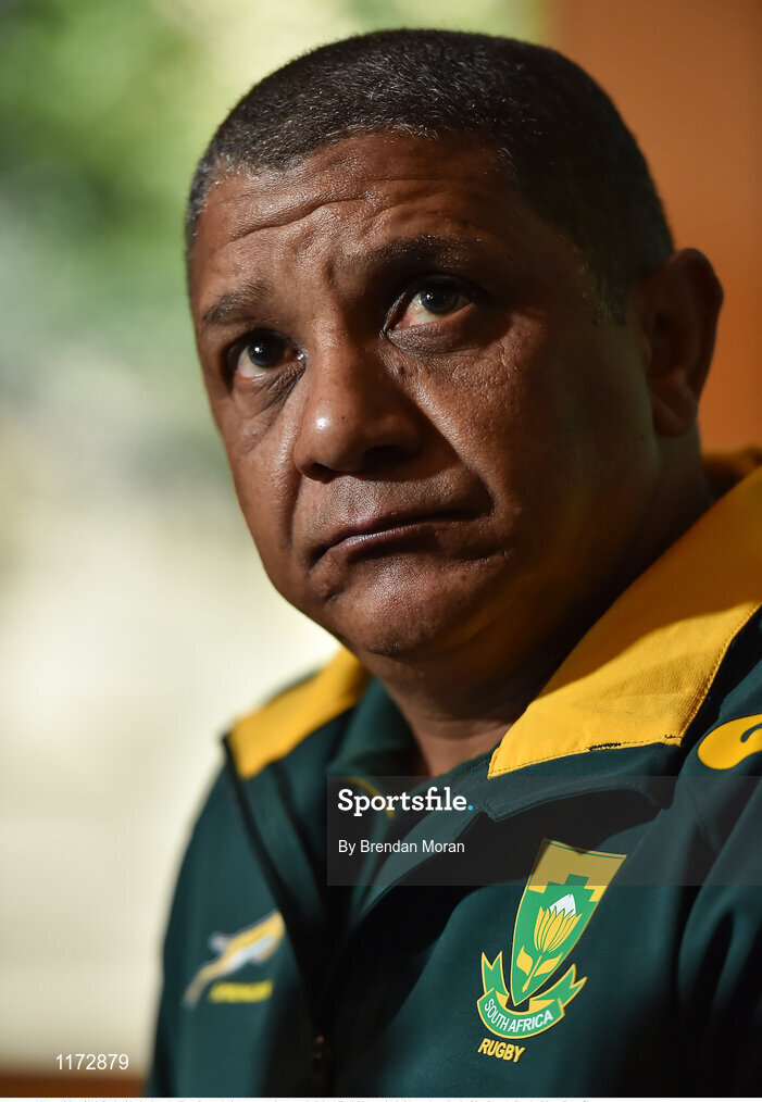 13 June 2016; South Africa head coach Allister Coetzee during a press conference at the Palazzo Hotel, Montecasino in Johannesburg, South Africa. Photo by Brendan Moran/Sportsfile