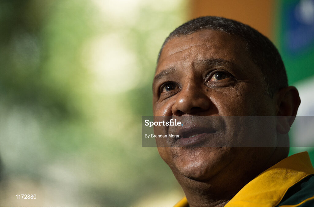 13 June 2016; South Africa head coach Allister Coetzee during a press conference at the Palazzo Hotel, Montecasino in Johannesburg, South Africa. Photo by Brendan Moran/Sportsfile