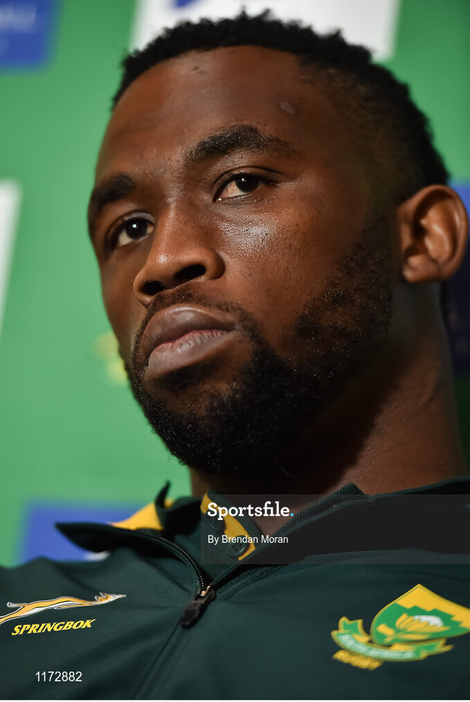 13 June 2016; Siya Kolisi of South Africa during a press conference at the Palazzo Hotel, Montecasino in Johannesburg, South Africa. Photo by Brendan Moran/Sportsfile