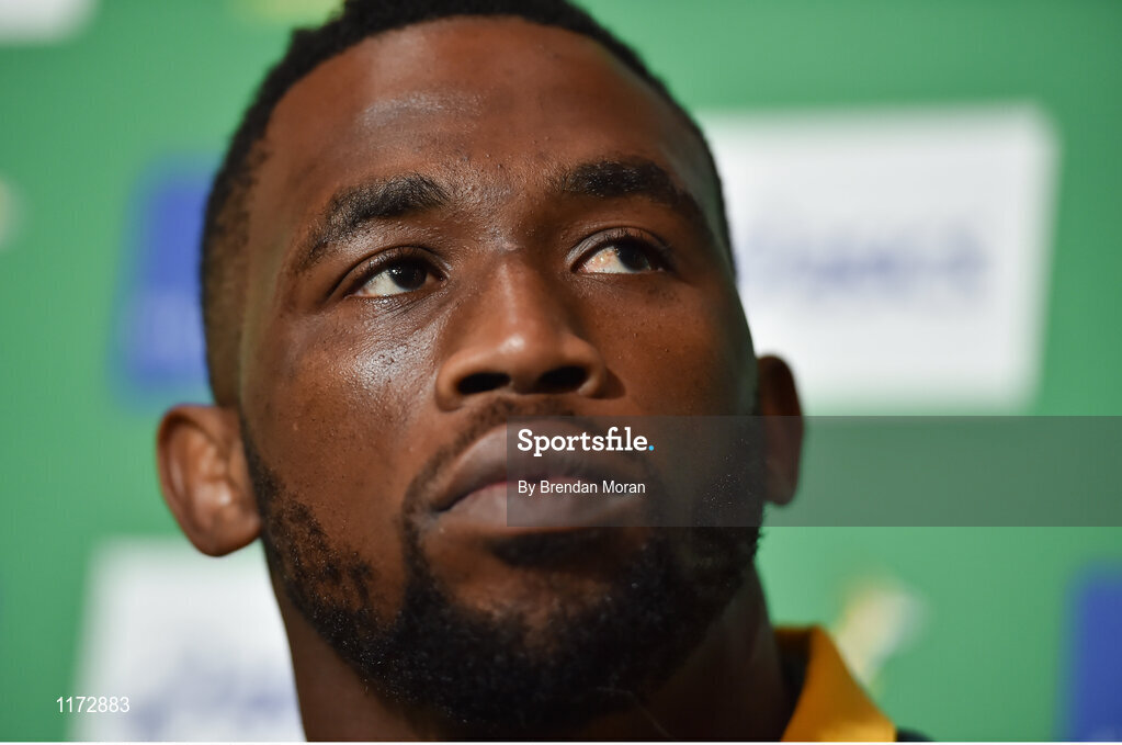 13 June 2016; Siya Kolisi of South Africa during a press conference at the Palazzo Hotel, Montecasino in Johannesburg, South Africa. Photo by Brendan Moran/Sportsfile