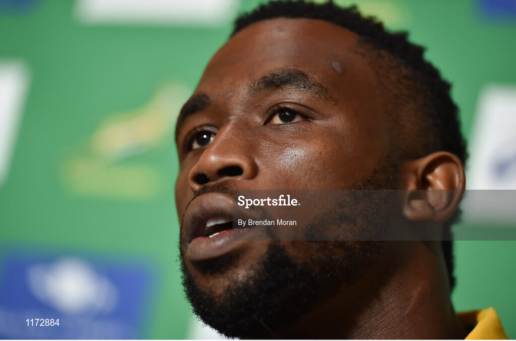 13 June 2016; Siya Kolisi of South Africa during a press conference at the Palazzo Hotel, Montecasino in Johannesburg, South Africa. Photo by Brendan Moran/Sportsfile
