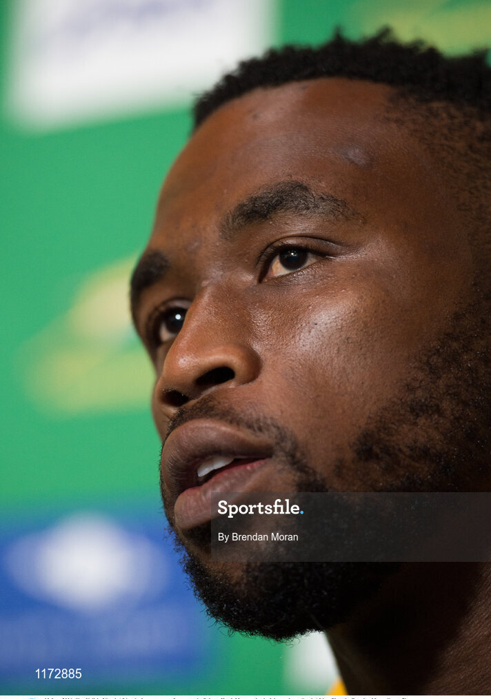 13 June 2016; Siya Kolisi of South Africa during a press conference at the Palazzo Hotel, Montecasino in Johannesburg, South Africa. Photo by Brendan Moran/Sportsfile