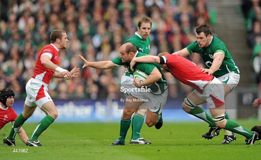 13 March 2010; Rory Best, Ireland, is tackled by Martyn Williams, right, Wales. RBS Six Nations Rugby Championship, Ireland v Wales, Croke Park, Dublin. Picture credit: Ray McManus / SPORTSFILE