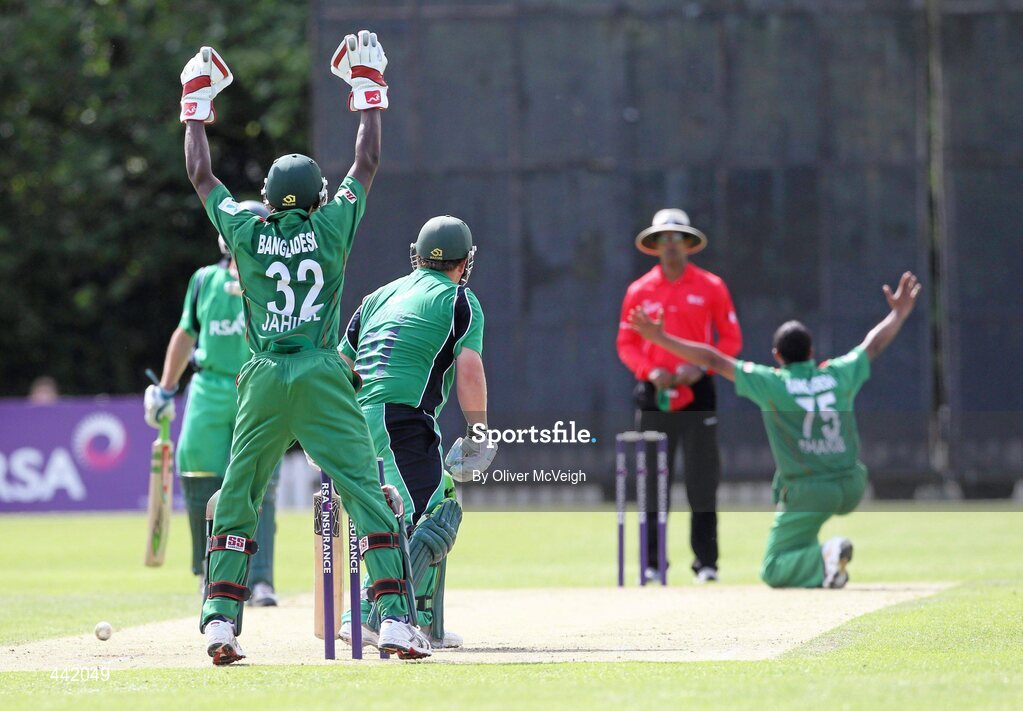 15 July 2010; Bangladesh appeal for the wicket of Irelands Paul Stirling. RSA ODI Series, Ireland v Bangladesh, Stormont, Belfast, Co. Antrim. Picture credit: Oliver McVeigh / SPORTSFILE