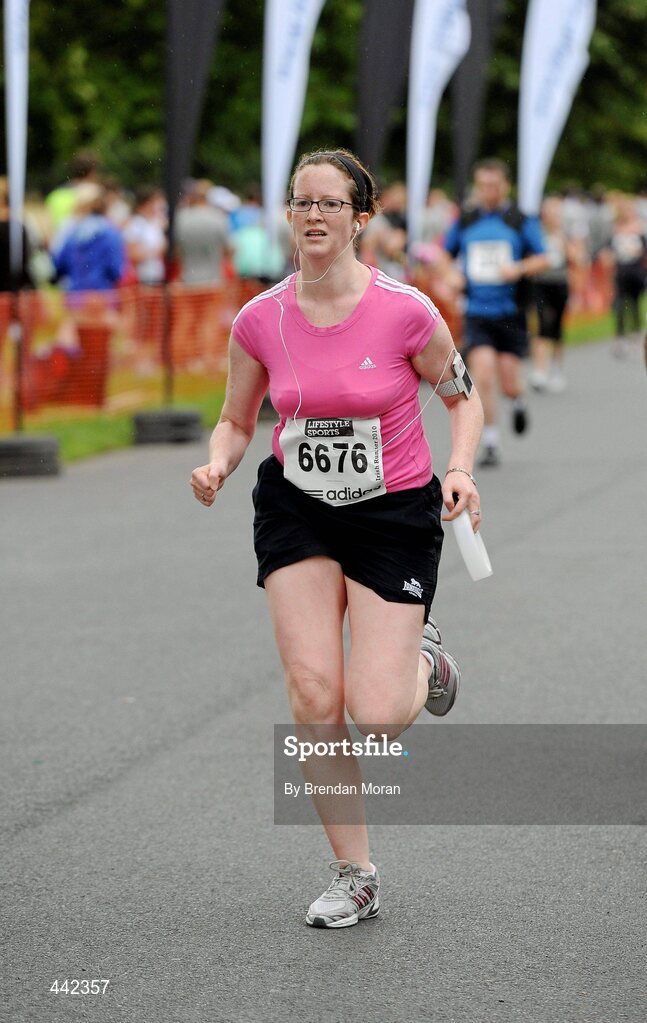 17 July 2010; Louise Orminston, from Dublin, approaches the finish during the Lifestyle Sports - adidas Irish Runner 5 Mile Race. The Phoenix Park, Dublin. Picture credit: Brendan Moran / SPORTSFILE