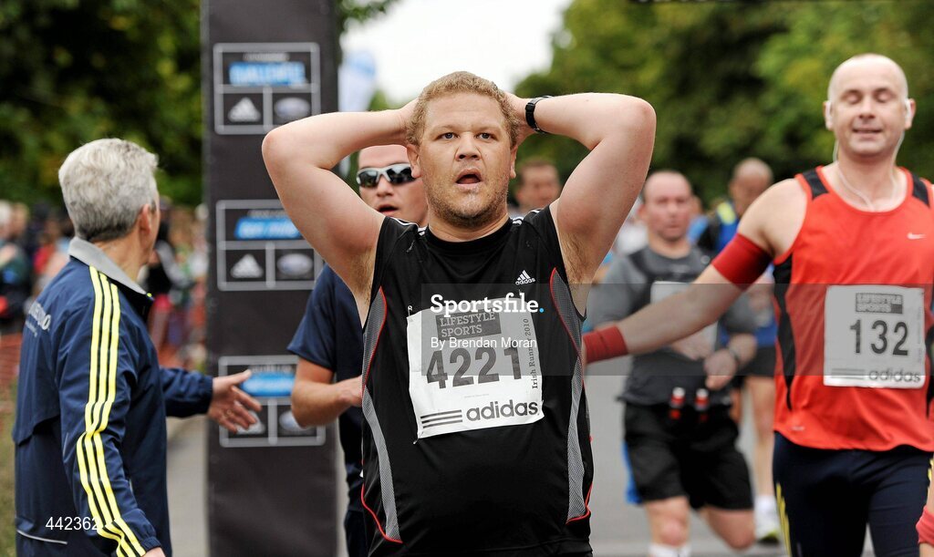 17 July 2010; Dermot McDonald, from Wicklow, after finishing the Lifestyle Sports - adidas Irish Runner 5 Mile Race. The Phoenix Park, Dublin. Picture credit: Brendan Moran / SPORTSFILE