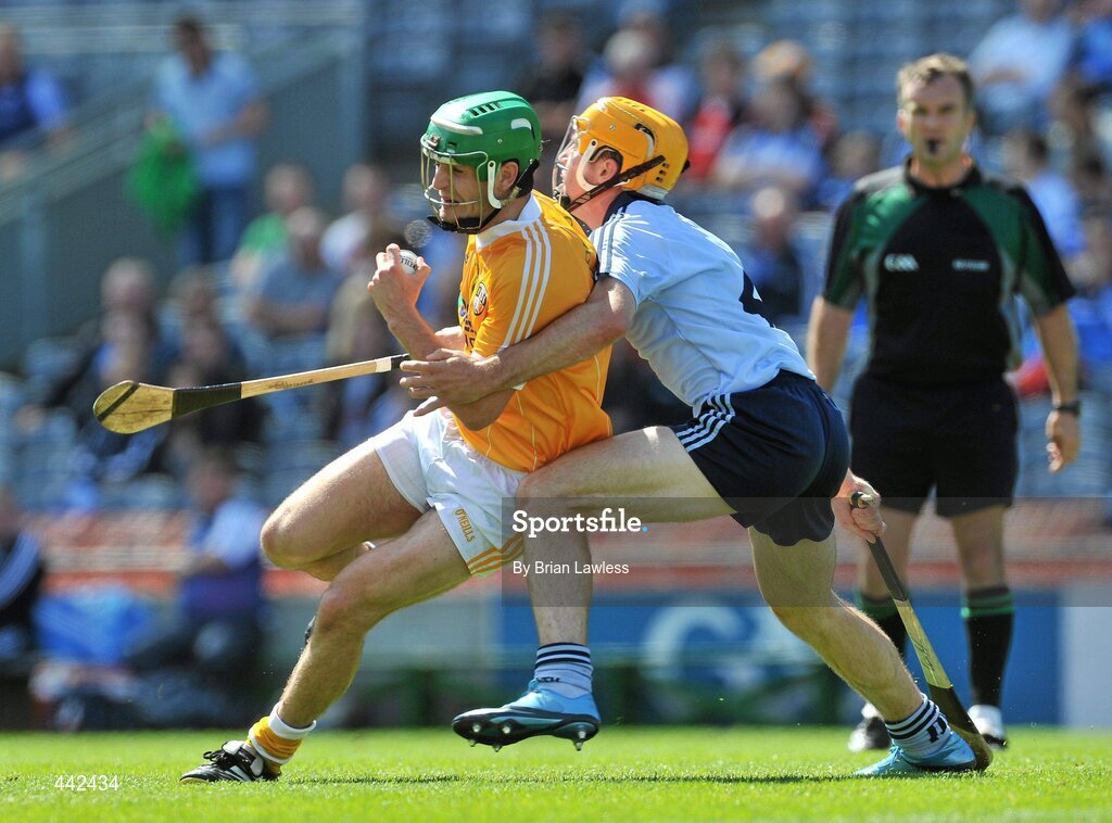 17 July 2010; Shane McNaughton, Antrim, in action against Óisin Gough, Dublin. GAA Hurling All-Ireland Senior Championship Phase 3, Dublin v Antrim, Croke Park, Dublin. Picture credit: Brian Lawless / SPORTSFILE