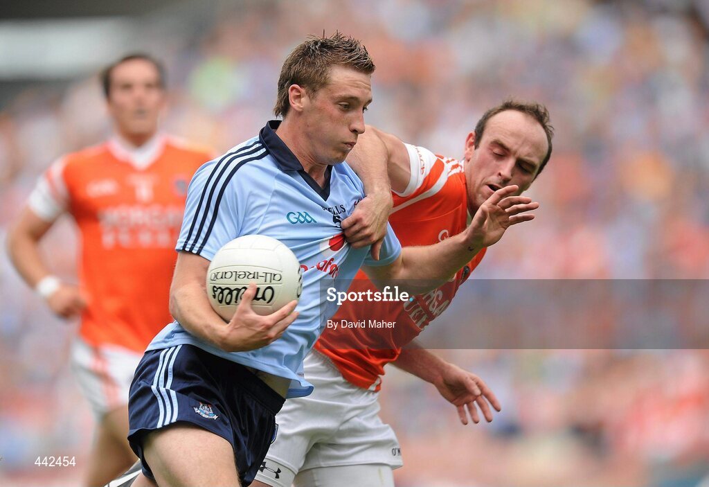 17 July 2010; Kevin Nolan, Dublin, in action against Malachy Mackin, Armagh. GAA Football All-Ireland Senior Championship Qualifier Round 3, Dublin v Armagh, Croke Park, Dublin. Picture credit: David Maher / SPORTSFILE