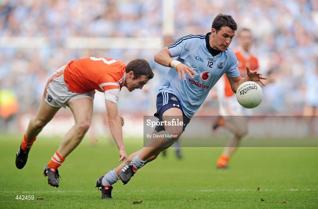 17 July 2010; Niall Corkery, Dublin, in action against Brendan Donaghy, Armagh. GAA Football All-Ireland Senior Championship Qualifier Round 3, Dublin v Armagh, Croke Park, Dublin. Picture credit: David Maher / SPORTSFILE