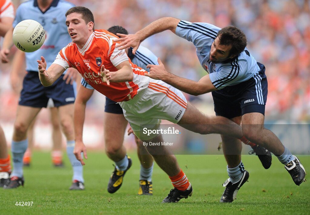 17 July 2010; Brian Mallon, Armagh, in action against Bryan Cullen, Dublin. GAA Football All-Ireland Senior Championship Qualifier Round 3, Dublin v Armagh, Croke Park, Dublin. Picture credit: David Maher / SPORTSFILE