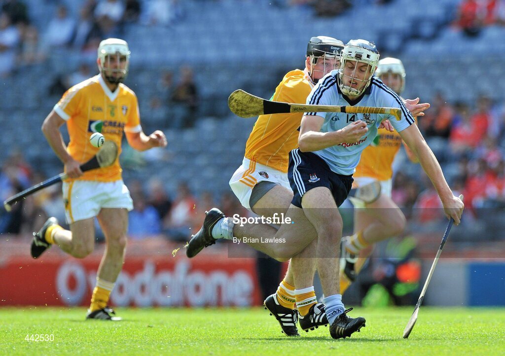 17 July 2010; Declan O'Dwyer, Dublin, in action against Barry McFall, Antrim. GAA Hurling All-Ireland Senior Championship Phase 3, Dublin v Antrim, Croke Park, Dublin. Picture credit: Brian Lawless / SPORTSFILE