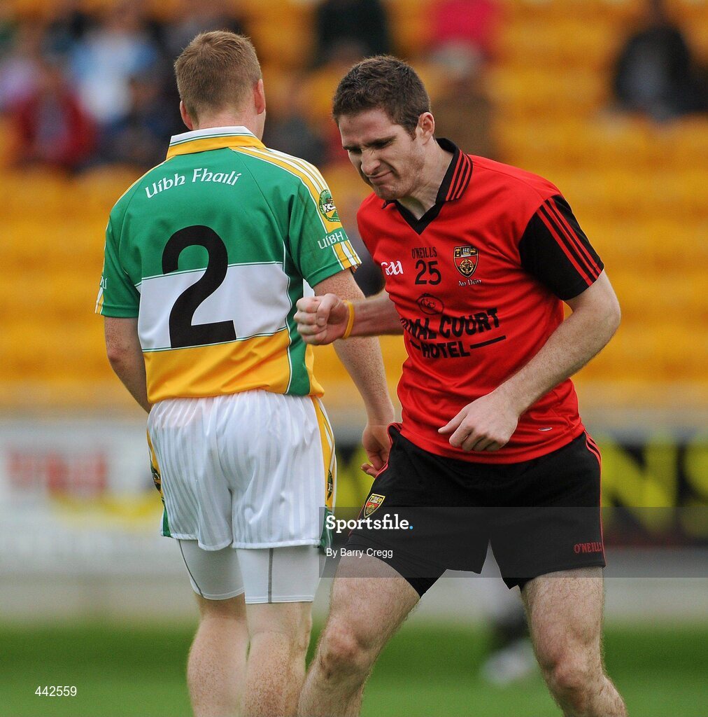 17 July 2010; Aidan Carr, Down, celebrates after scoring his side's first goal. GAA Football All-Ireland Senior Championship Qualifier Round 3, Down v Offaly, O'Connor Park, Tullamore, Co. Offaly. Picture credit: Barry Cregg / SPORTSFILE