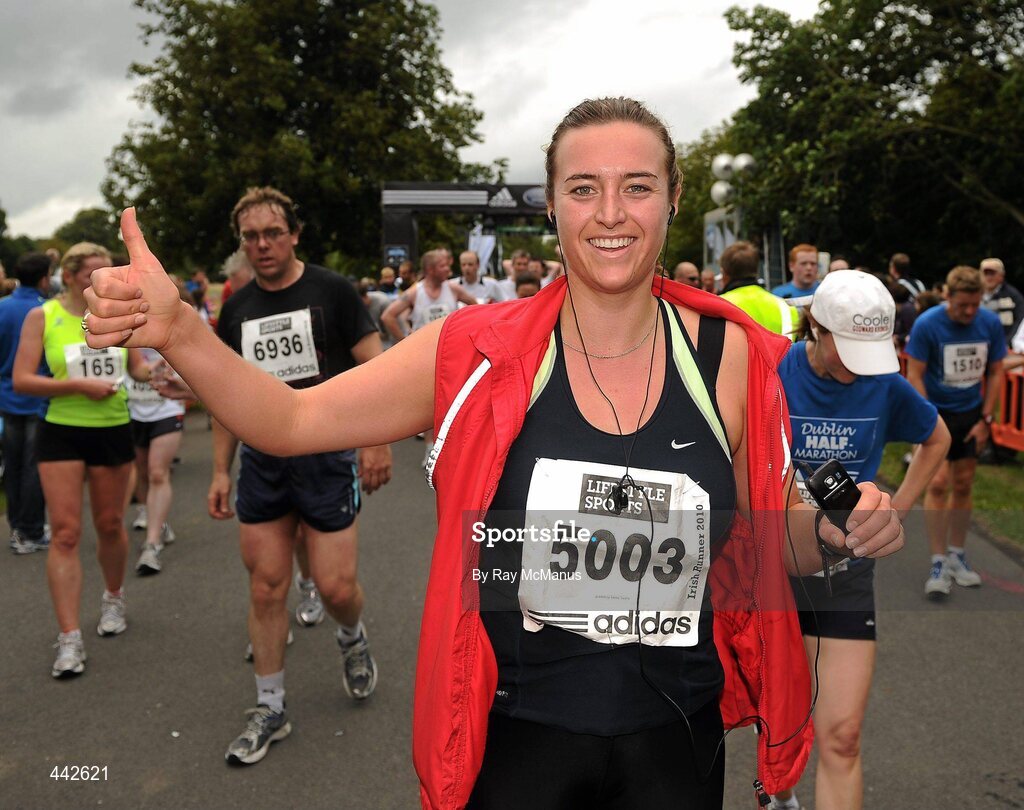 17 July 2010; Hannah Quinn, from Dun Laoghaire , Co Dublin, after finishing the Lifestyle Sports - adidas Irish Runner 5 Mile Race. The Phoenix Park, Dublin. Picture credit: Ray McManus / SPORTSFILE