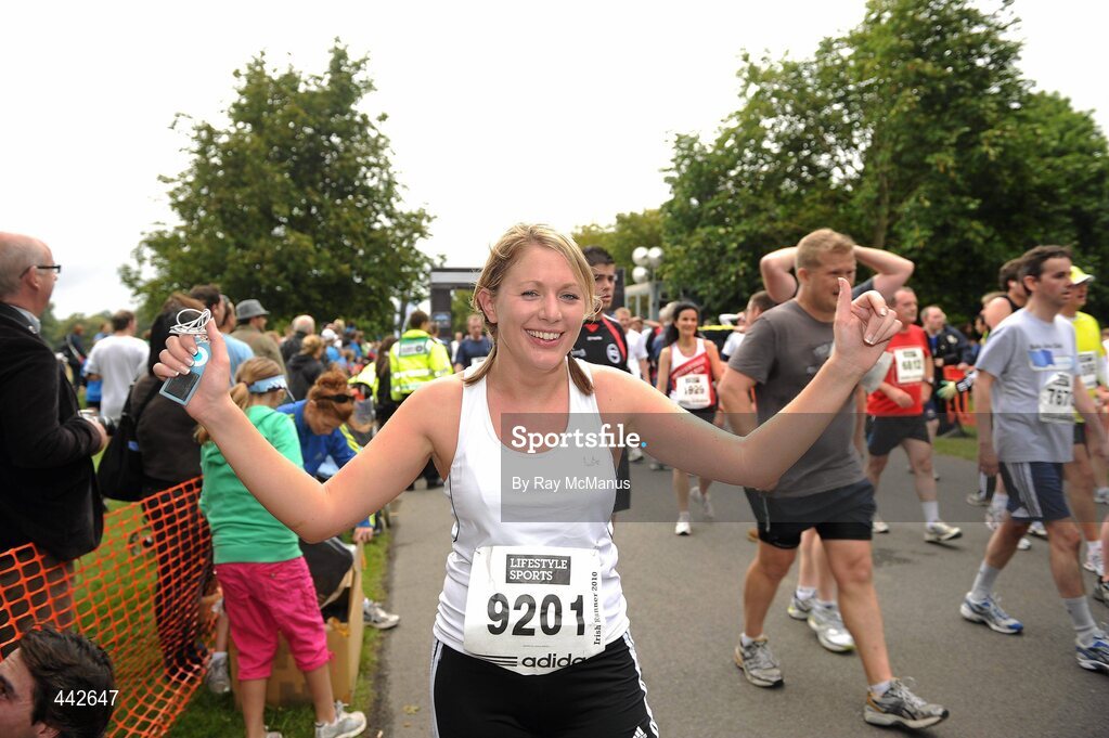 17 July 2010; Dara Hanahoe, left, Ballina, Co Mayo, after finishing the Lifestyle Sports - adidas Irish Runner 5 Mile Race. The Phoenix Park, Dublin. Picture credit: Ray McManus / SPORTSFILE