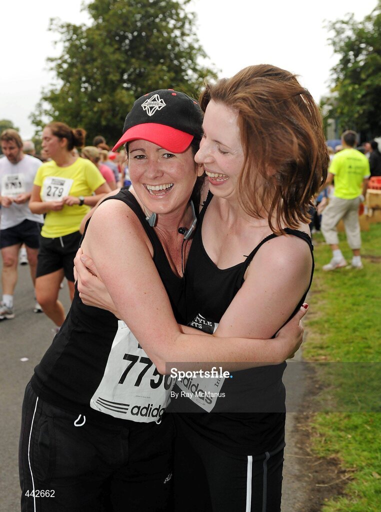 17 July 2010; Nicola Mcnabb, left, from Stepaside, Dublin, and Michelle Dolan, Ranelagh, Dublin, after finishing the Lifestyle Sports - adidas Irish Runner 5 Mile Race. The Phoenix Park, Dublin. Picture credit: Ray McManus / SPORTSFILE