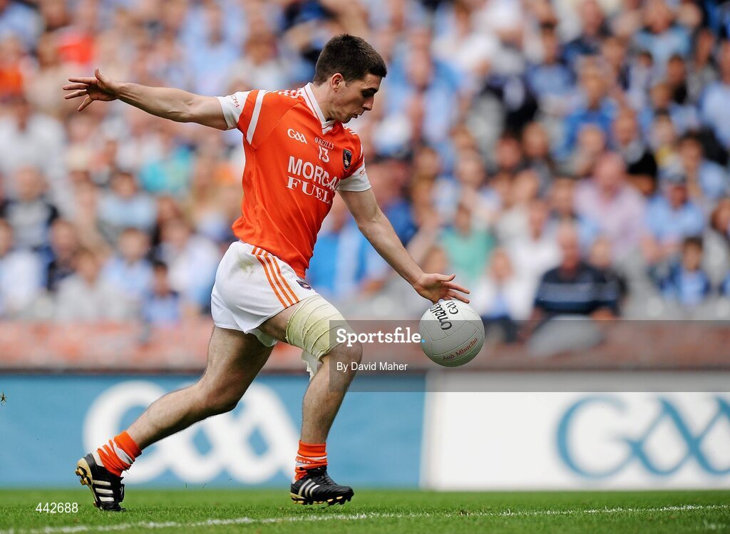 17 July 2010; Brian Mallon, Armagh, shoots on goal only for his shot to be saved by Philip McMahon, Dublin. GAA Football All-Ireland Senior Championship Qualifier Round 3, Dublin v Armagh, Croke Park, Dublin. Picture credit: David Maher / SPORTSFILE