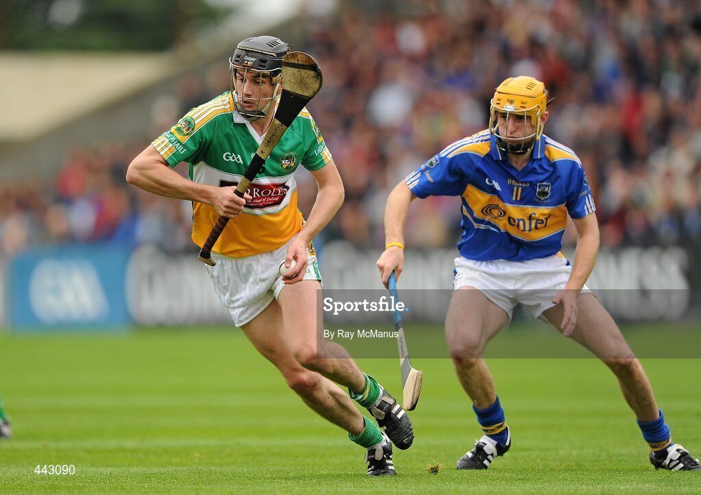 18 July 2010; Rory Hanniffy, Offaly, in action against Shane McGrath, Tipperary. GAA Hurling All-Ireland Senior Championship Phase 3, Tipperary v Offaly, O'Moore Park, Portlaoise, Co. Laois. Picture credit: Ray McManus / SPORTSFILE
