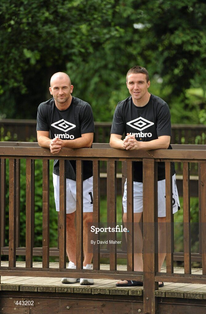19 July 2010; Bohemians' Paul Keegan, left, and Brian Shelley relax at their hotel ahead of their UEFA Champions League First Qualifying Round 2nd Leg game against The New Saints FC on Tuesday. Lion Keys Hotel, Oswestry, Wales. Picture credit: David Maher / SPORTSFILE