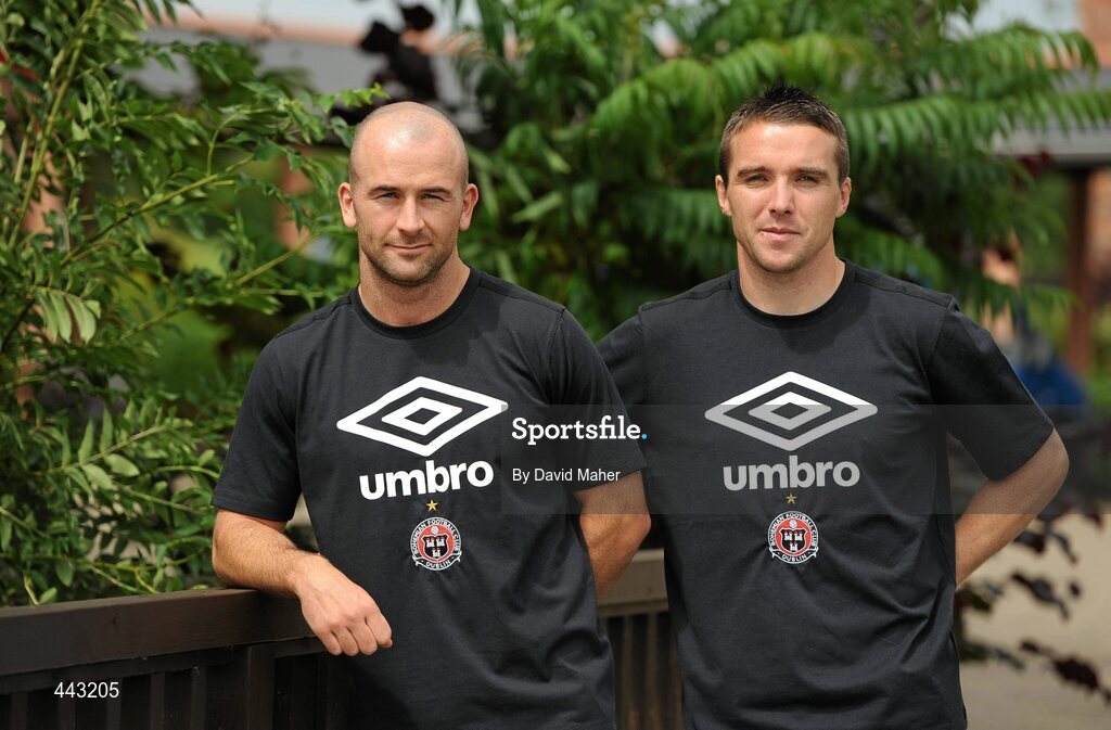 19 July 2010; Bohemians' Paul Keegan, left, and Brian Shelley relax at their hotel ahead of their UEFA Champions League First Qualifying Round 2nd Leg game against The New Saints FC on Tuesday. Lion Keys Hotel, Oswestry, Wales. Picture credit: David Maher / SPORTSFILE