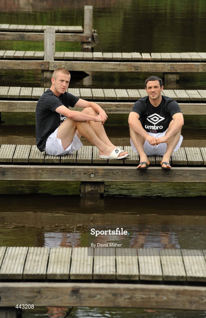 19 July 2010; Bohemians' Paddy Brennan, left, and Raffaele Cretaro relaxing at their hotel ahead of their UEFA Champions League First Qualifying Round 2nd Leg game against The New Saints FC on Tuesday. Lion Keys Hotel, Oswestry, Wales. Picture credit: David Maher / SPORTSFILE