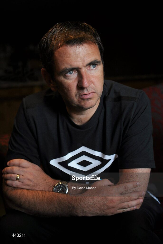 19 July 2010; Bohemians manager Pat Fenlon speaking to members of the press ahead of their UEFA Champions League First Qualifying Round 2nd Leg game against The New Saints FC on Tuesday. Lion Keys Hotel, Oswestry, Wales. Picture credit: David Maher / SPORTSFILE
